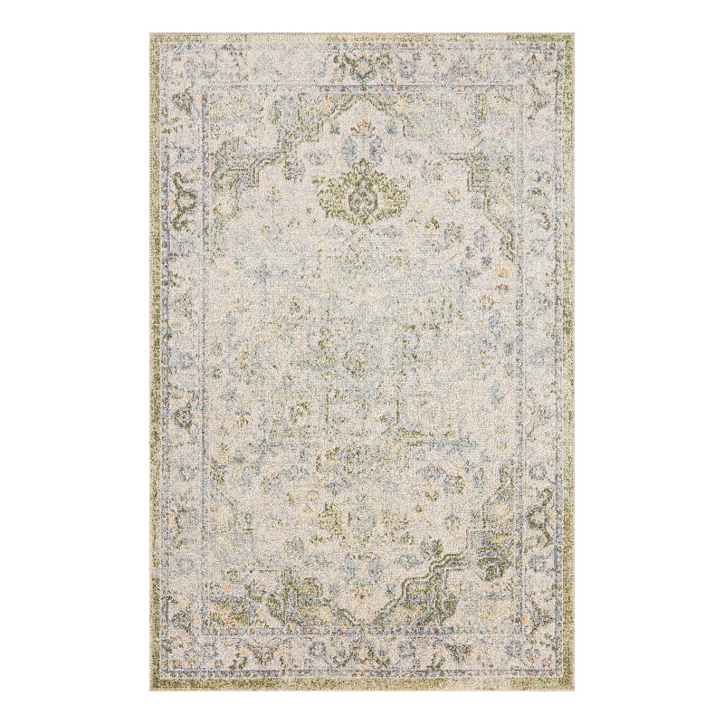 Nourison Astra Machine Washable Center medallion Blue Green  Area Rug (2' x 4')