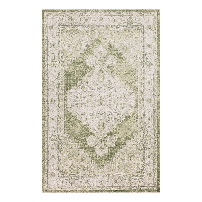 Nourison Astra Machine Washable Center medallion Ivory Green  Area Rug (2' x 4')