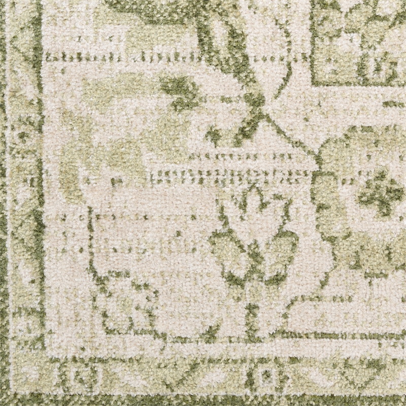 Nourison Astra Machine Washable Center medallion Ivory Green  Area Rug (2' x 4')