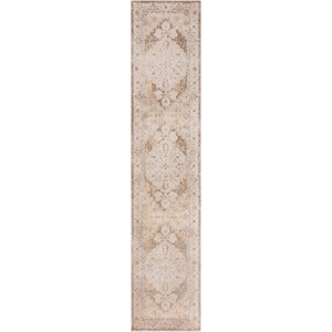 Nourison Astra Machine Washable Center medallion Beige  Area Rug (10' Runner)