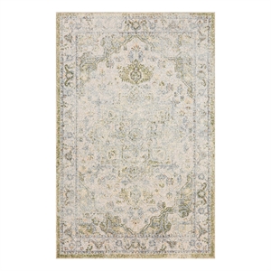 Nourison Astra Machine Washable Center medallion Blue Green  Area Rug (3' x 5')