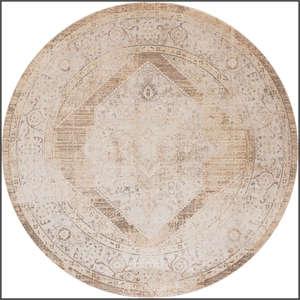 Nourison Astra Machine Washable Center medallion Beige  Area Rug (5' Round)