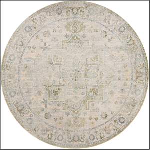 Nourison Astra Machine Washable Center medallion Blue Green  Area Rug (5' Round)