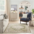 Nourison Astra Machine Washable Center medallion Ivory Green  Area Rug (5' x 7')