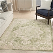 Nourison Astra Machine Washable Center medallion Ivory Green  Area Rug (5' x 7')