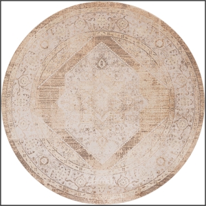 Nourison Astra Machine Washable Center medallion Beige  Area Rug (8' Round)