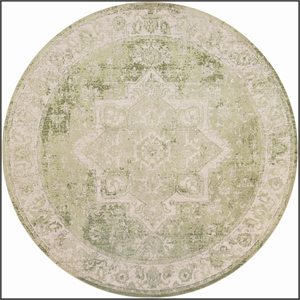 Nourison Astra Machine Washable Center medallion Blue Green  Area Rug (8' Round)