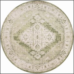 Nourison Astra Machine Washable Center medallion Ivory Green Rug (8' Round)