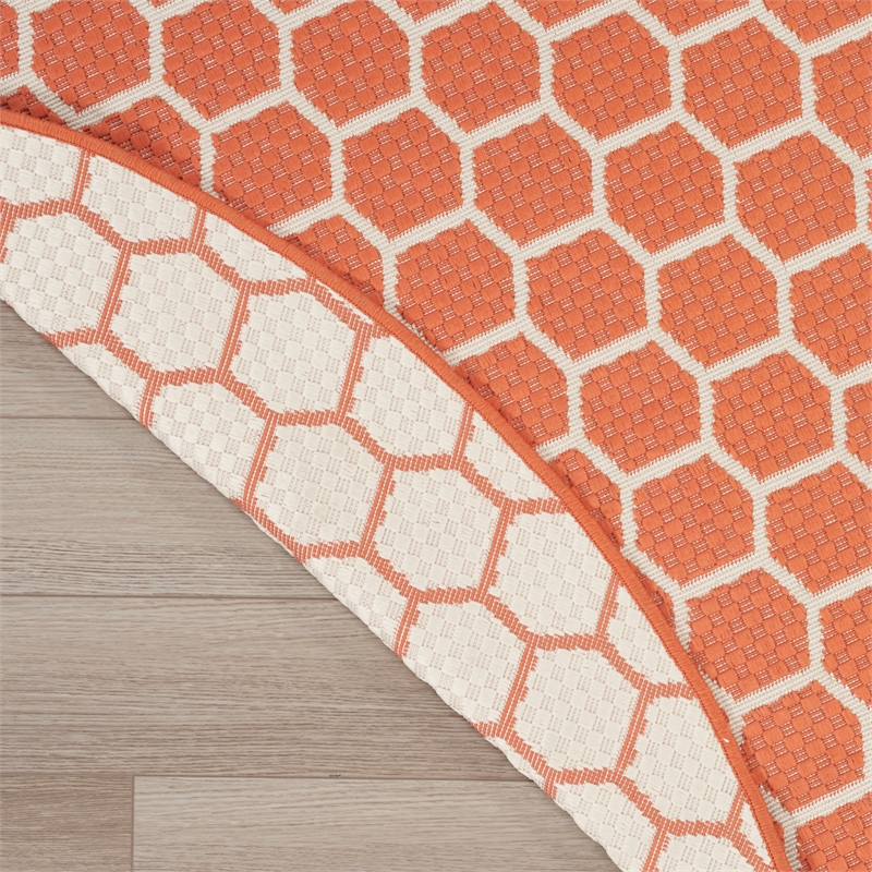 Nourison Reversible Ind/Outd 8' x Round Coral Area Rug