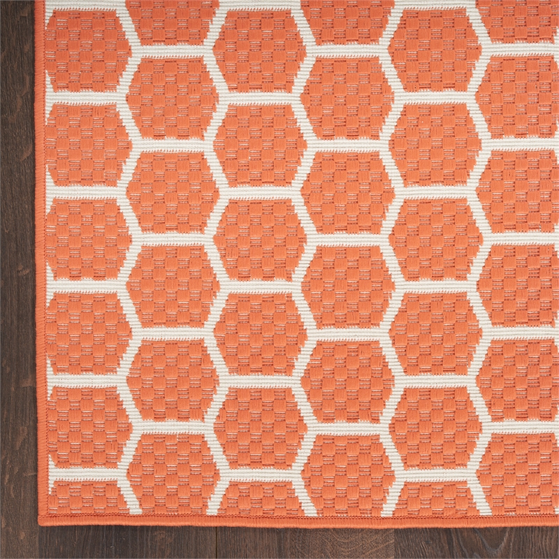 Nourison Reversible Ind/Outd 10' Runner Coral Area Rug
