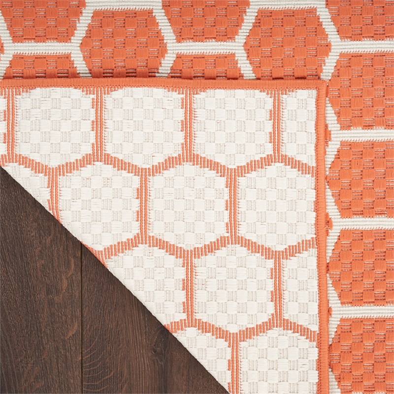 Nourison Reversible Ind/Outd 10' Runner Coral Area Rug