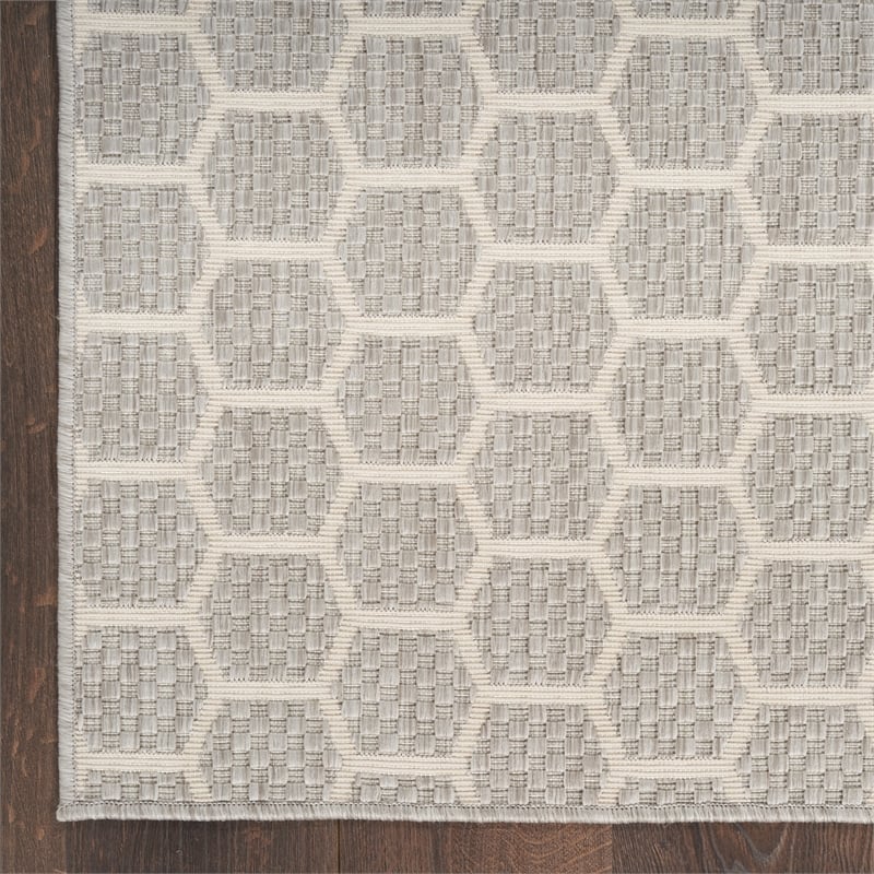 Nourison Reversible Ind/Outd 6' Runner Grey Area Rug