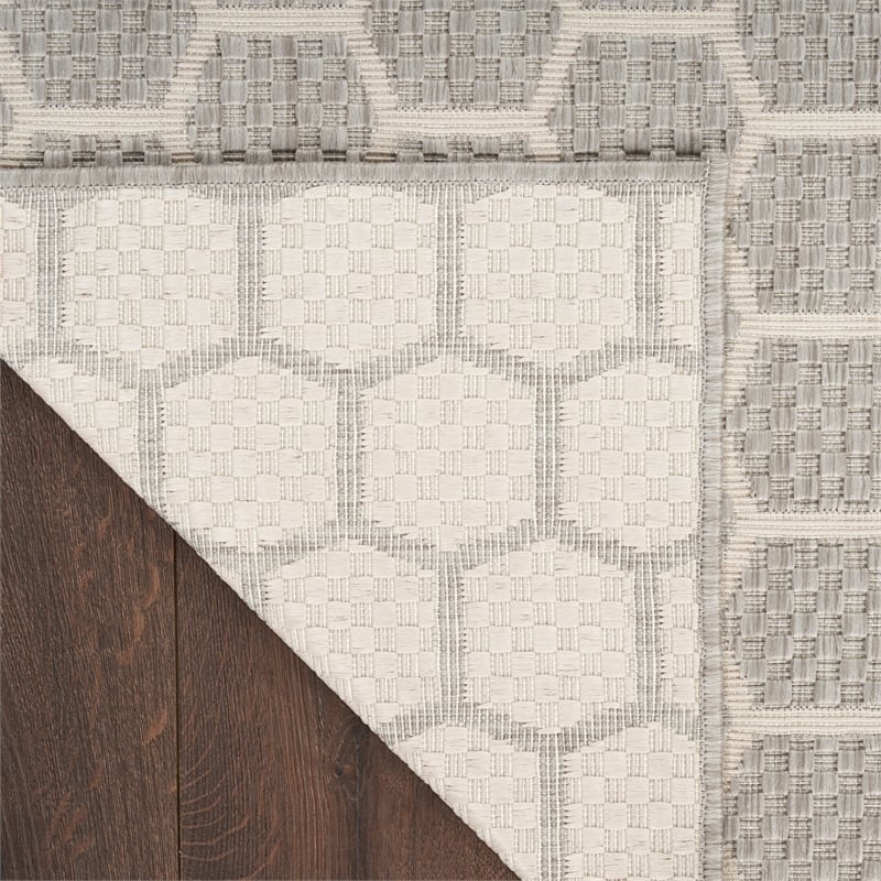 Nourison Reversible Ind/Outd 6' Runner Grey Area Rug