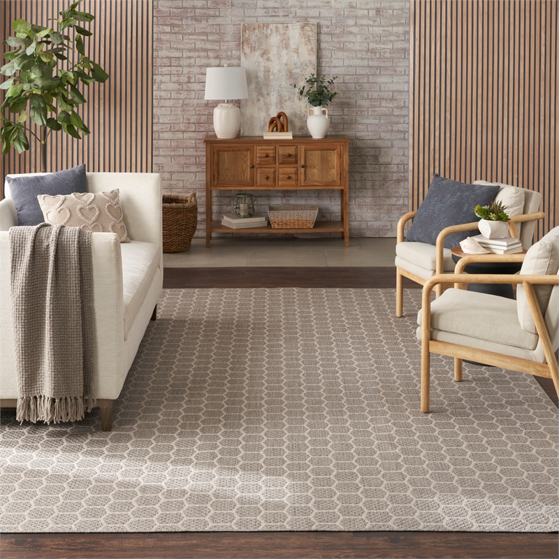 Nourison Reversible Ind/Outd 9' x 12' Grey Area Rug