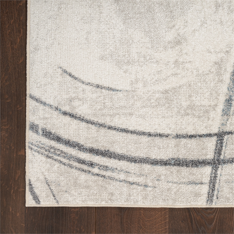 Nourison Astra Machine Washable 7' x 9' Silver Blue Area Rug