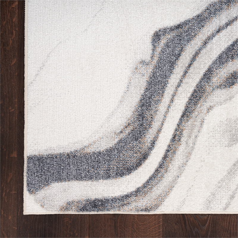 Nourison Astra Machine Washable 7' x 9' Ivory Grey Area Rug