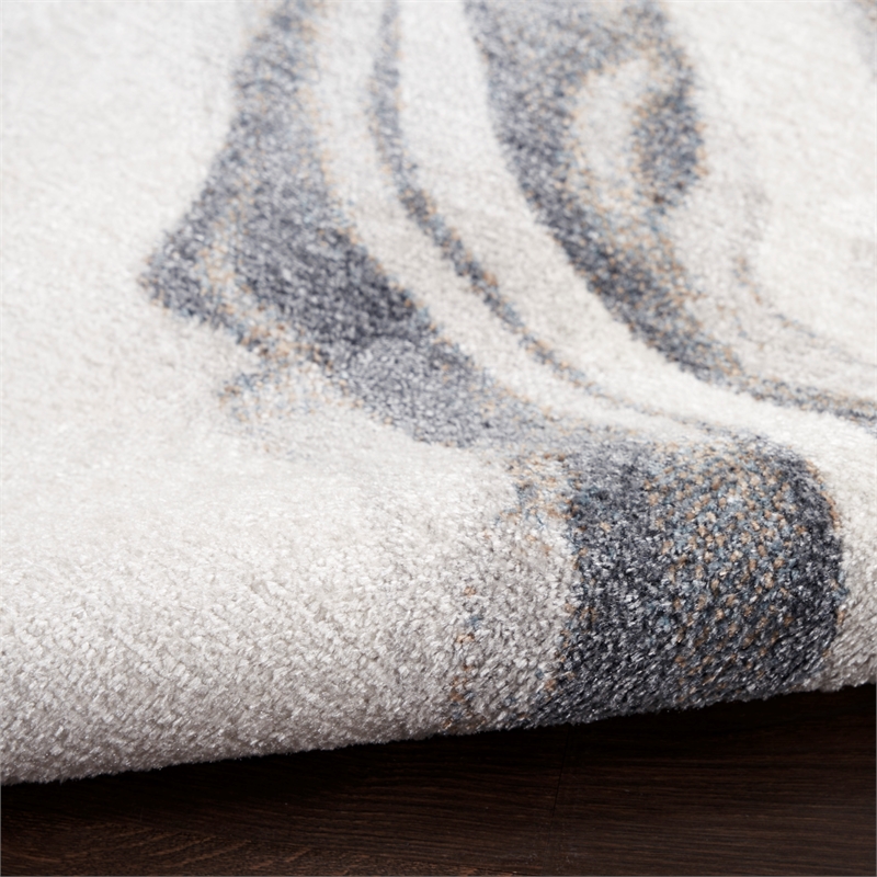 Nourison Astra Machine Washable 7' x 9' Ivory Grey Area Rug