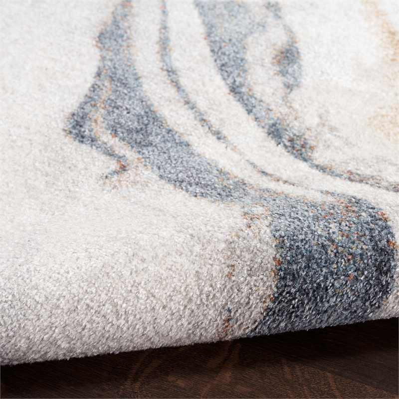 Nourison Astra Machine Washable 7' x 9' Ivory Blue Area Rug