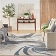 Nourison Astra Machine Washable 7' x 9' Ivory Blue Area Rug