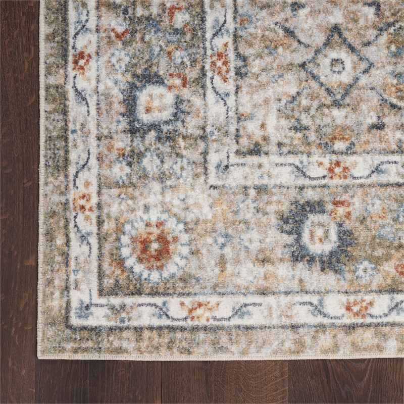 Nourison Astra Machine Washable 7' x 9' Gold Grey Area Rug