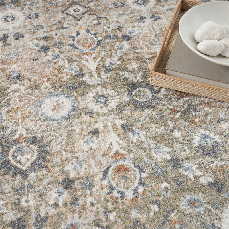 Nourison Astra Machine Washable 7' x 9' Gold Grey Area Rug