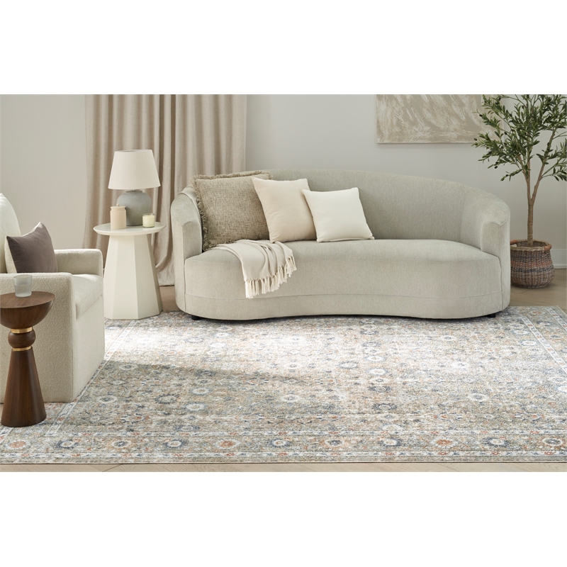 Nourison Astra Machine Washable 7' x 9' Gold Grey Area Rug