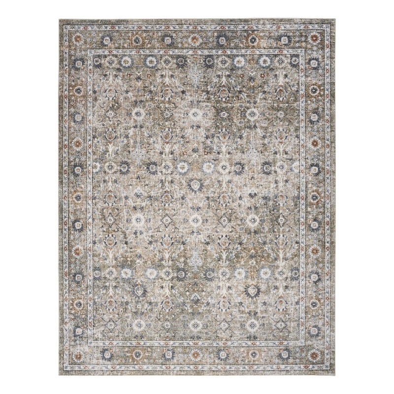 Nourison Astra Machine Washable 7' x 9' Gold Grey Area Rug