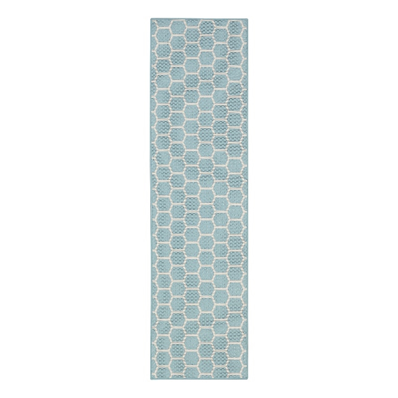 Nourison Reversible Ind/Outd 6' Runner Aqua Area Rug
