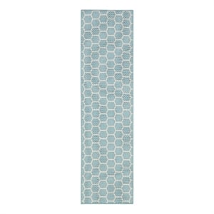 Nourison Reversible Ind/Outd 6' Runner Aqua Area Rug