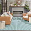 Nourison Reversible Ind/Outd 8' x 10' Aqua Area Rug