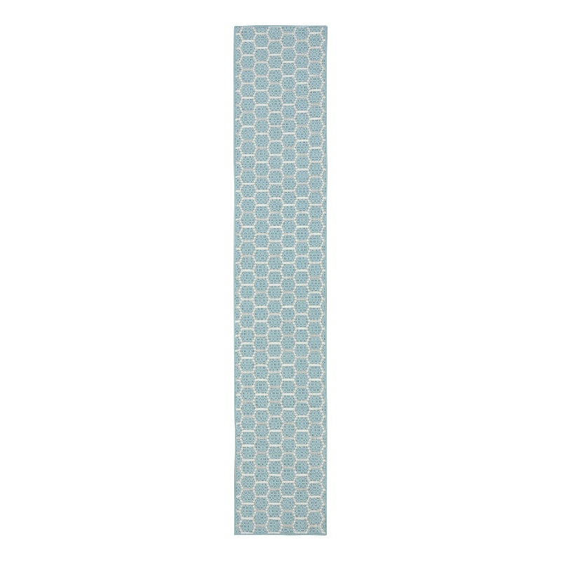 Nourison Reversible Ind/Outd 12' Runner Aqua Area Rug