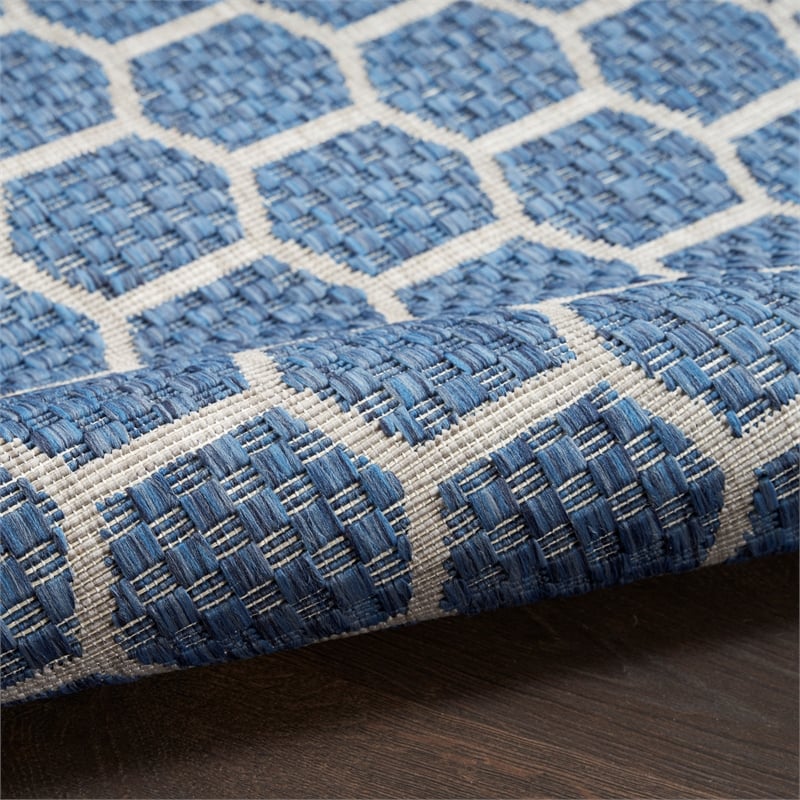 Nourison Reversible Ind/Outd 12' Runner Blue Area Rug