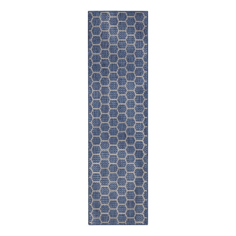 Nourison Reversible Ind/Outd 6' Runner Blue Area Rug