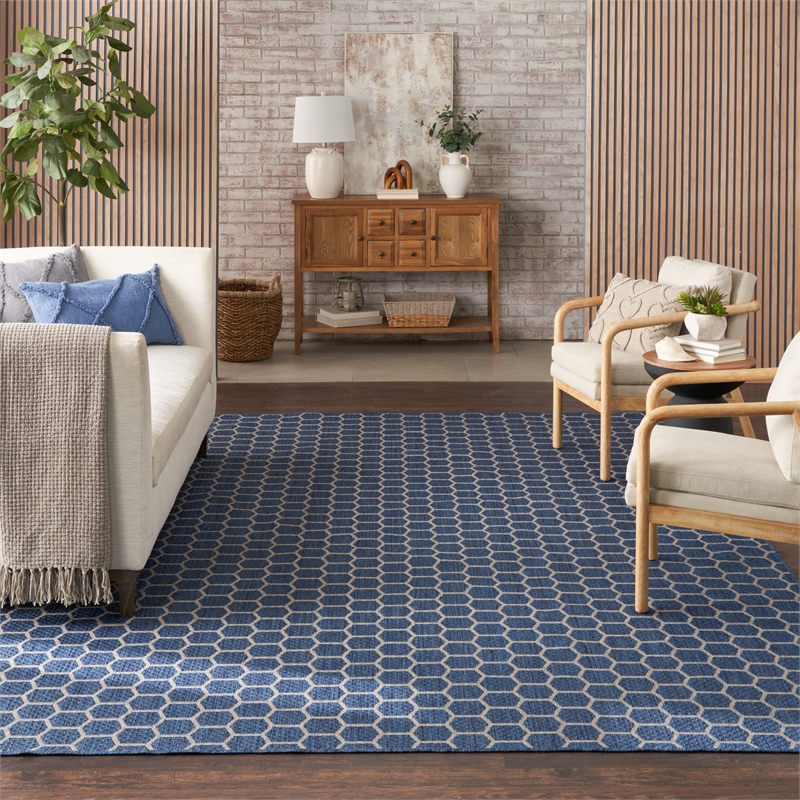 Nourison Reversible Ind/Outd 8' x 10' Blue Area Rug
