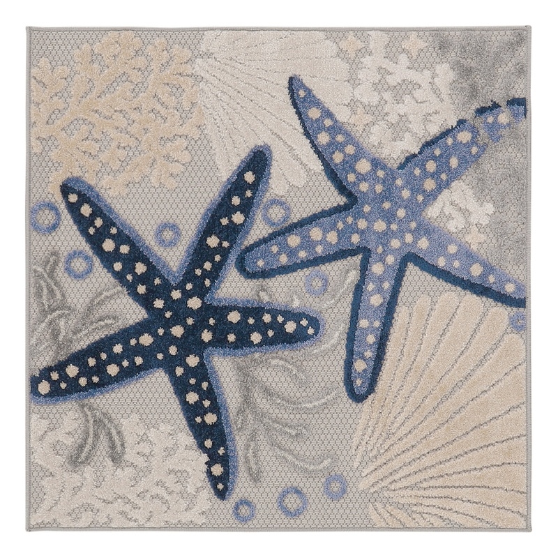 Nourison Aloha 3' x Square Blue Grey Area Rug