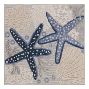 Nourison Aloha 3' x Square Blue Grey Area Rug