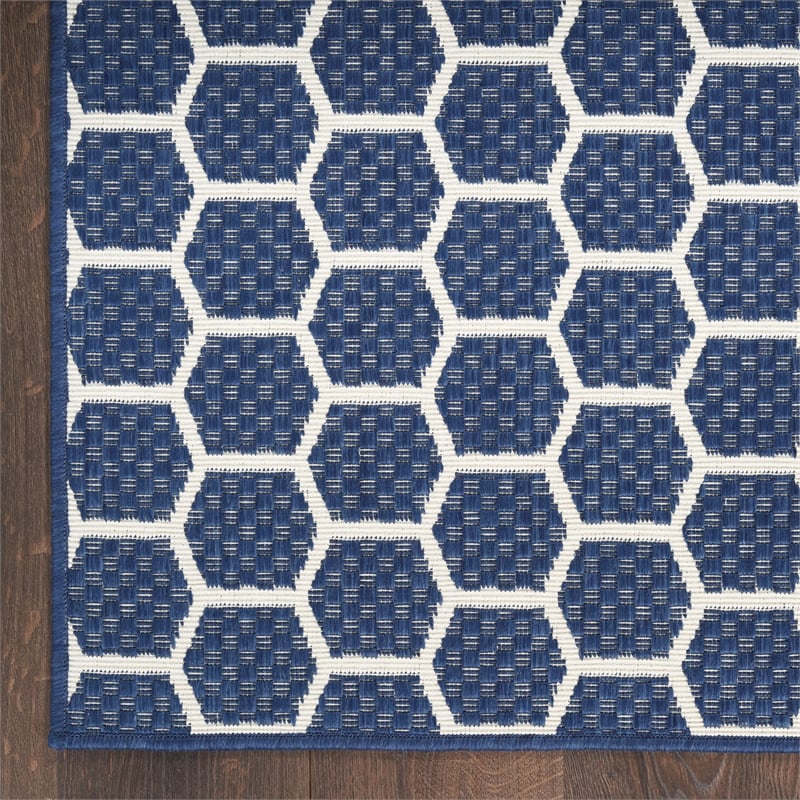 Nourison Reversible Ind/Outd 8' Runner Navy Area Rug