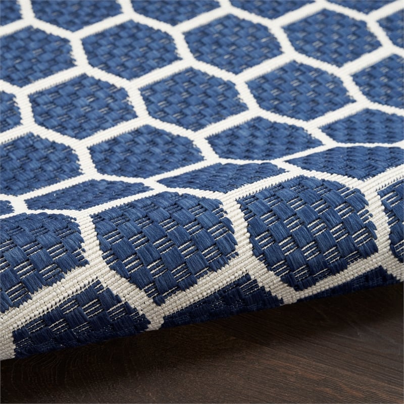 Nourison Reversible Ind/Outd 8' Runner Navy Area Rug