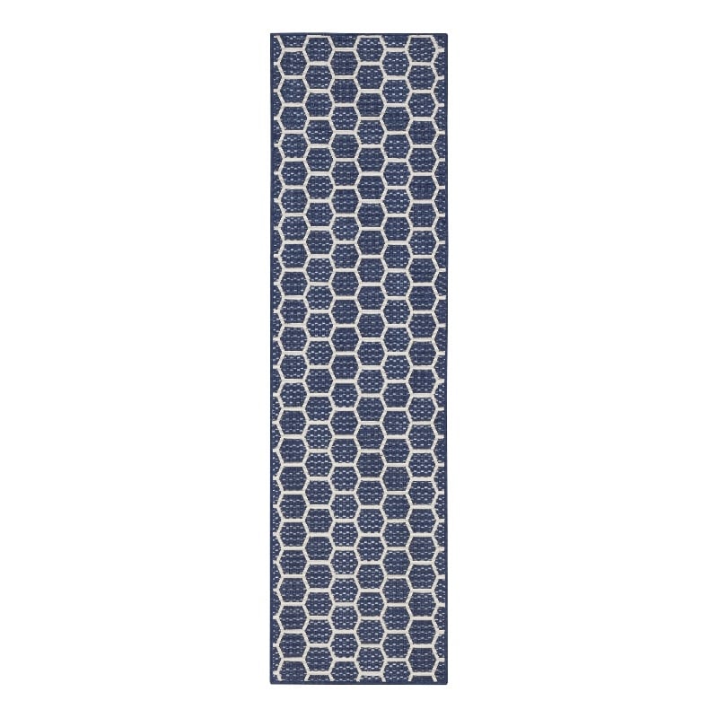 Nourison Reversible Ind/Outd 8' Runner Navy Area Rug