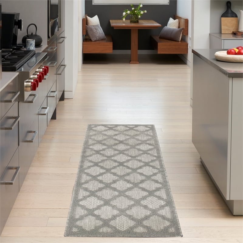 Nourison Easy Care 6' Runner Silver Grey Area Rug