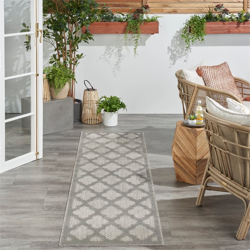 Nourison Easy Care 6' Runner Silver Grey Area Rug