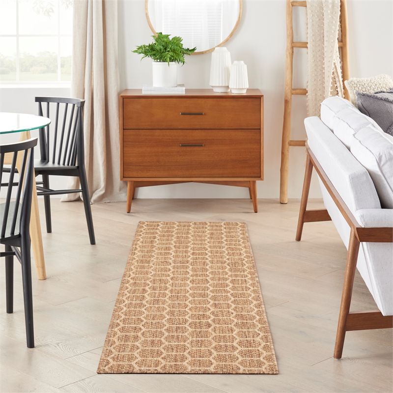 Nourison Reversible Ind/Outd 8' Runner Natural Area Rug