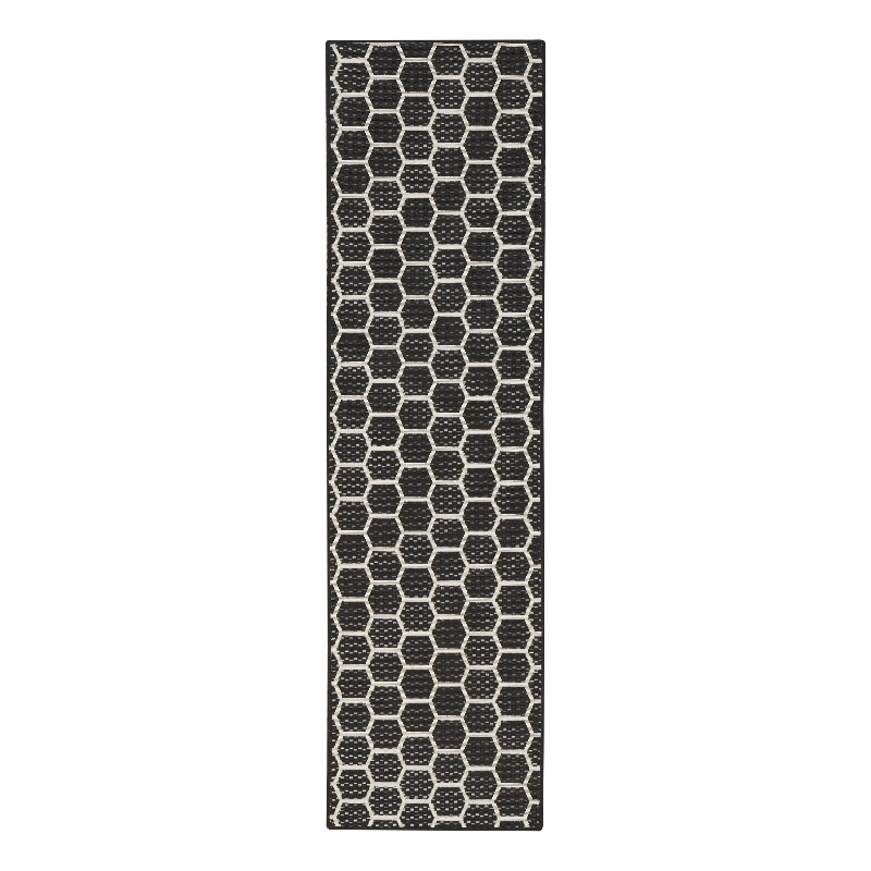 Nourison Reversible Ind/Outd 6' Runner Black Area Rug