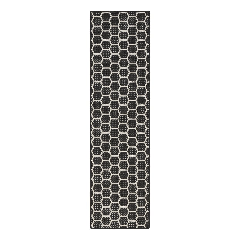 Nourison Reversible Ind/Outd 8' Runner Black Area Rug