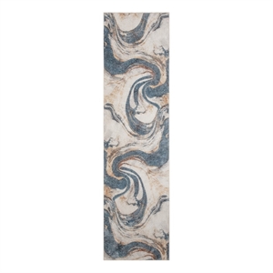 Nourison Home Astra Machine Washable 8' Runner Ivory Blue   Area Rug