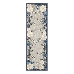 Nourison Home Aloha 6' Runner Blue Grey   Area Rug