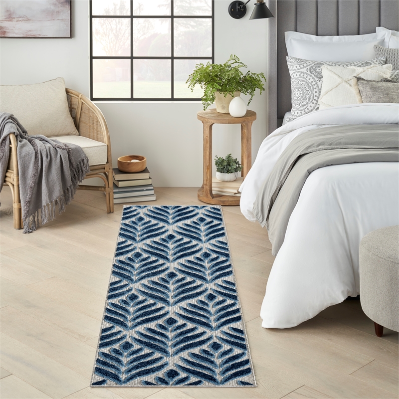 Nourison Home Aloha 6' Runner Blue     Area Rug