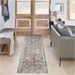 Nourison Home Astra Machine Washable 8' Runner Ivory Multicolor   Area Rug