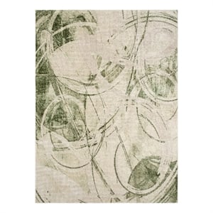 Nourison Home Astra Machine Washable 5' x 7' Beige Green   Area Rug