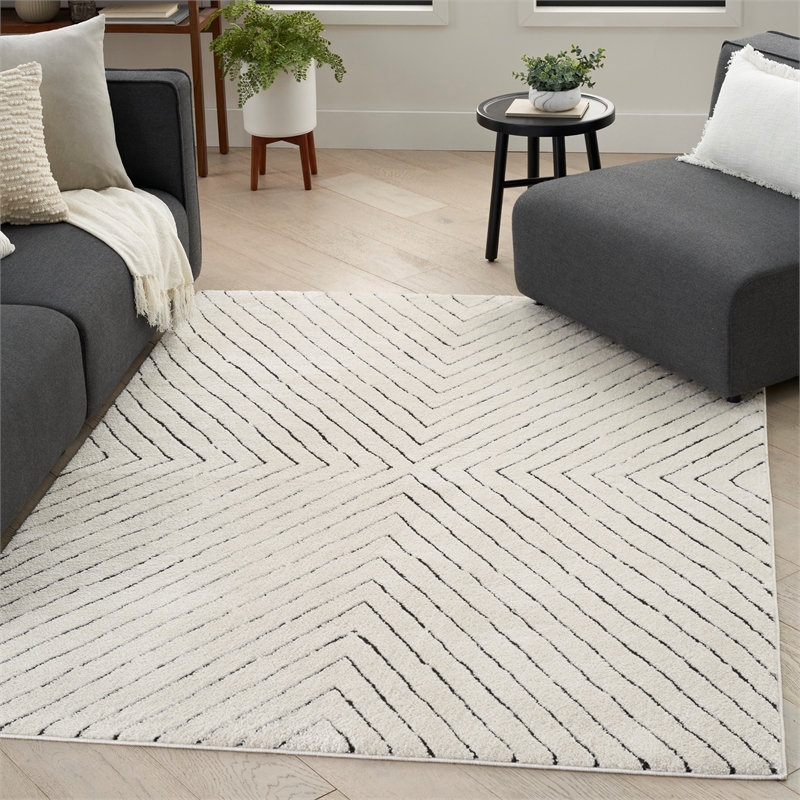 Nourison Home Cozy Modern 7' x 9' Ivory Black   Area Rug